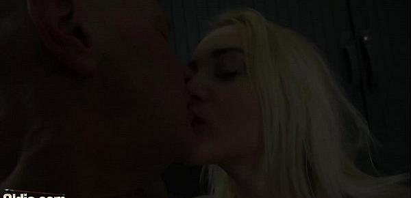  Blonde finger fucked and gets cum from juicy old cock